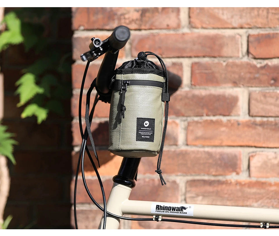 Rhinowalk Bicycle Handlebar Bag 1.6L Insulated Water Bottle Bag Cycling Front Tube Bag Commuting Morandi Color Shoulder Pack
