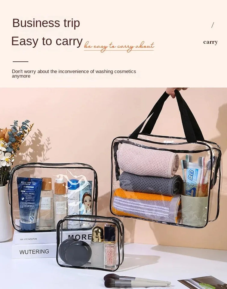 1/3Pcs Set Transparent Toiletry Bags Large Capacity Bag Travel Organizer Storage Pouch Makeup Cosmetics Bag Multifunction