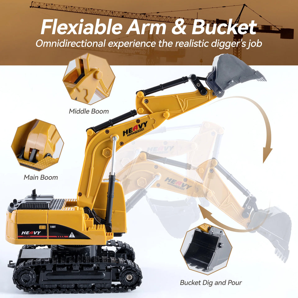 ZWN 1/16 1/20 Remote Control Excavator Dump Truck RC Model Car Toy Professional Alloy Simulation Construction Vehicle for Kids