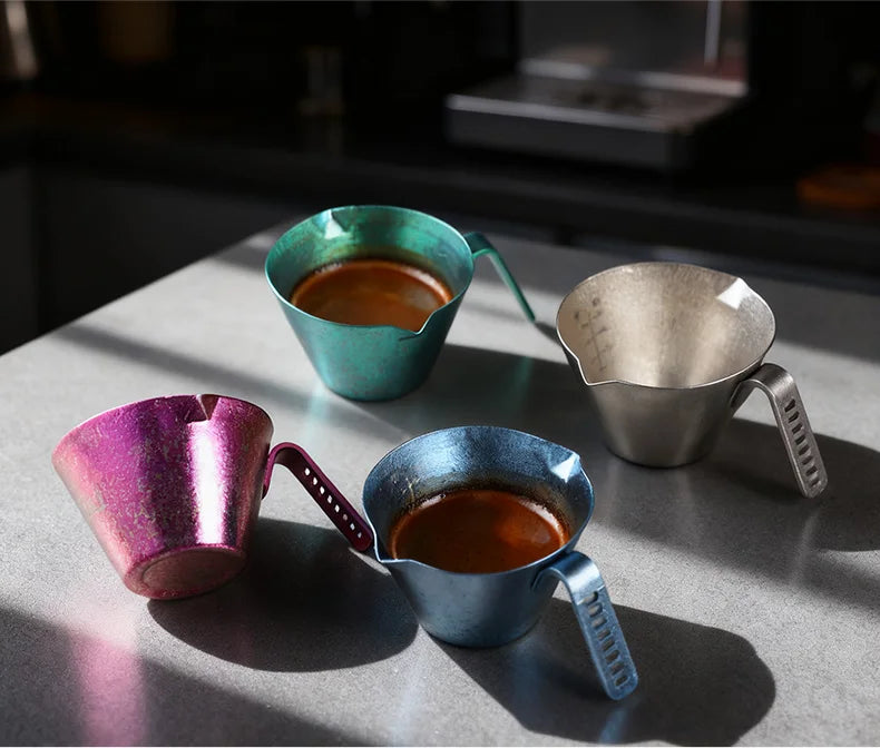 Bincoo Premium Titanium Coffee Cup 90ml for Espresso Extraction and Milk Measurement Durable Pure Titanium Construction Perfect