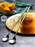 5pcs 304 Stainless Steel Spoons Ice Cream Spoons Long Handle Coffee Spoons Stirring Spoons Kitchen Utensils