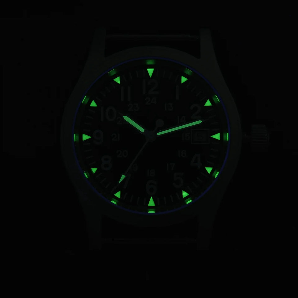 Militado ML05 Men's Watch Ronda 515 Quartz Movement Watch Dome Sapphire High Transparency AR Coating Night Light Watches Retro