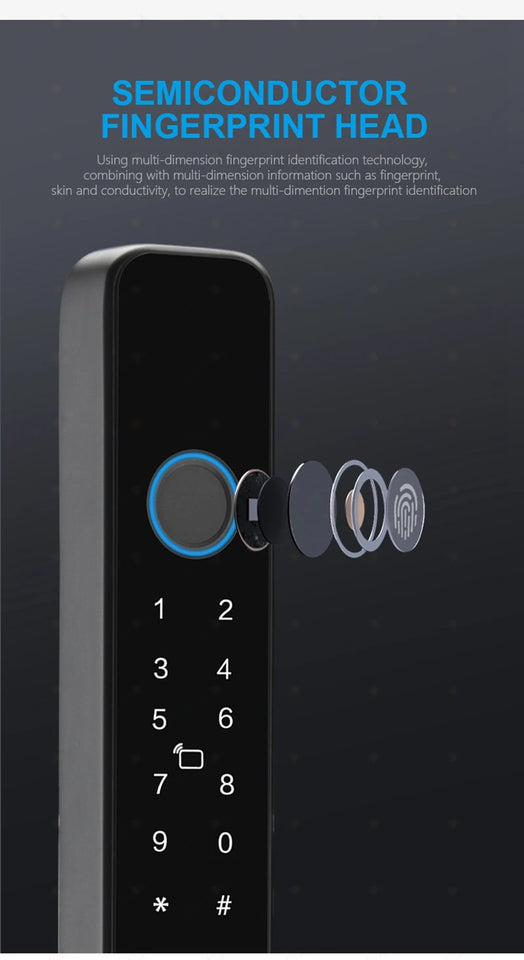 TTLock APP Waterproof Fingerprint Password Smart Lock For Outdoor Pull Push Sliding Aluminum Door 2885/ 3585/ 4585 /6085 Mortise