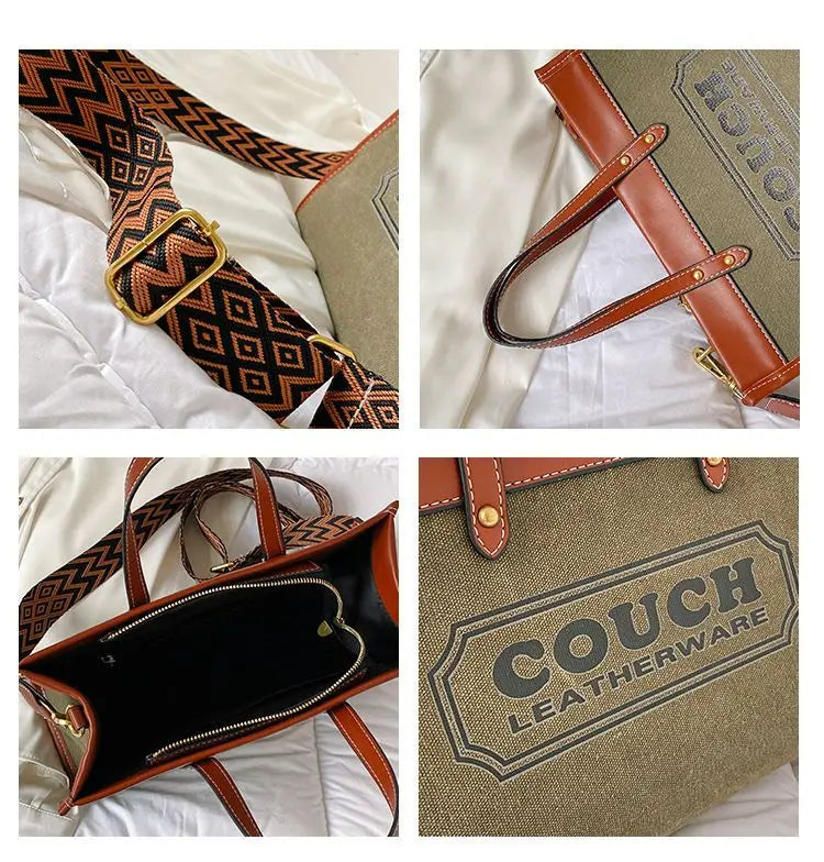 Canvas handbags women's 2023 new fashion all-match tote bag style large capacity shoulder messenger bag for woman
