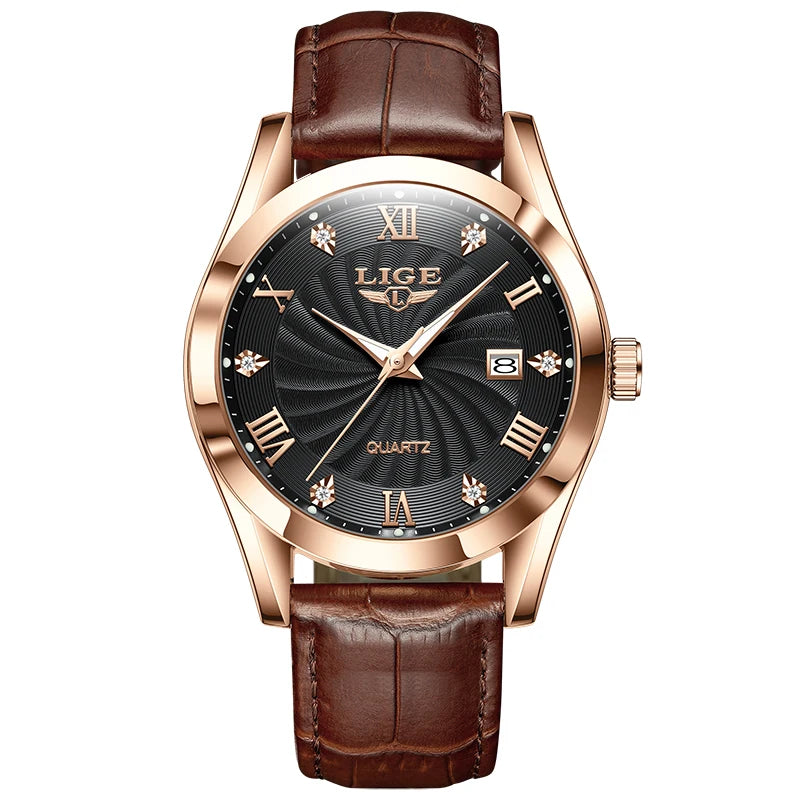 LIGE New Luxury Watch for Men Military Leather Man Wristwatch Quartz Clock Waterproof Luminous Date Week Men's Watches Reloj+box