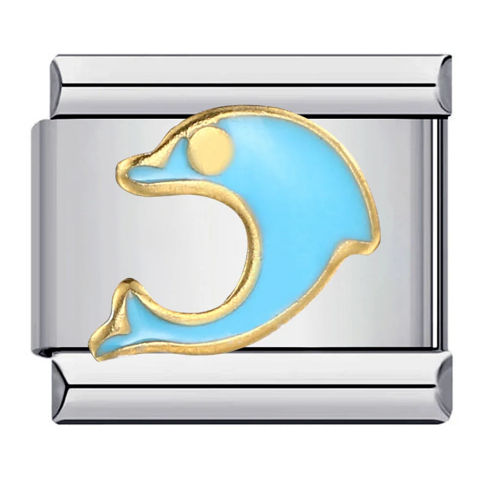 New Arrivals Blue Cute Small Animals Fit Women Men Stainless Steel Bracelet Italian Link 9mm Charm Jewelry DIY Making For Gifts