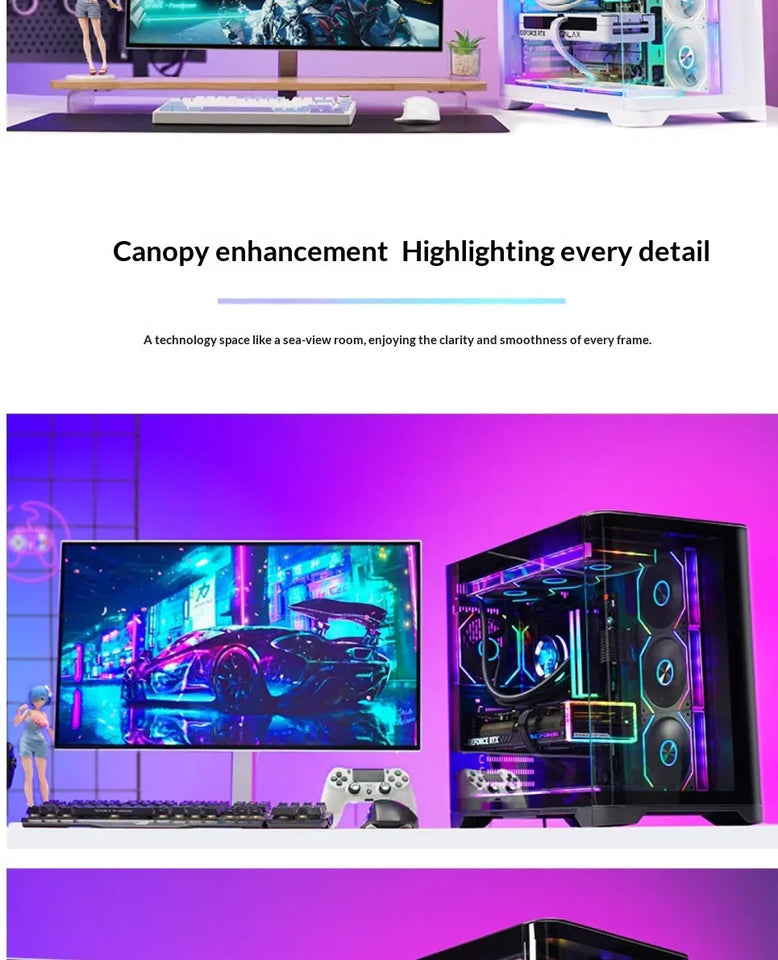 WJCOOLMAN Sky Ceiling PLUS ATX curved glass sea-view room computer case Supports 360-degree water cooling
