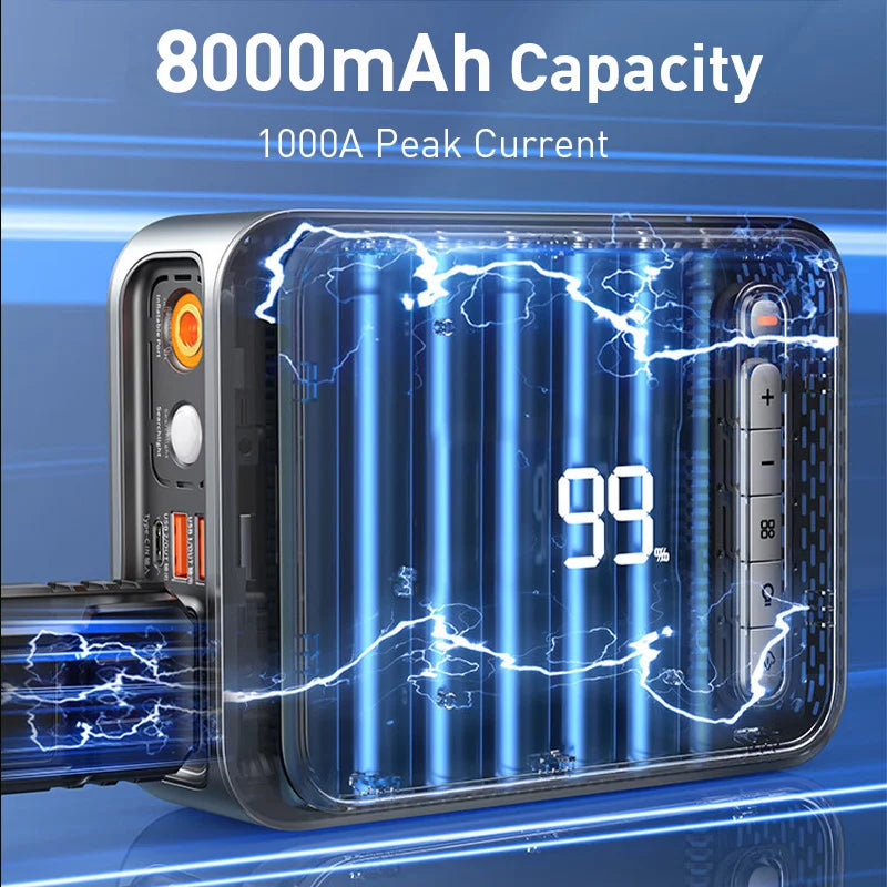 Baseus 2 In 1 Car Air Pump 8000mAh Power Bank Portable Air Compressor with LCD Digital Display Car Tire Inflator Pump