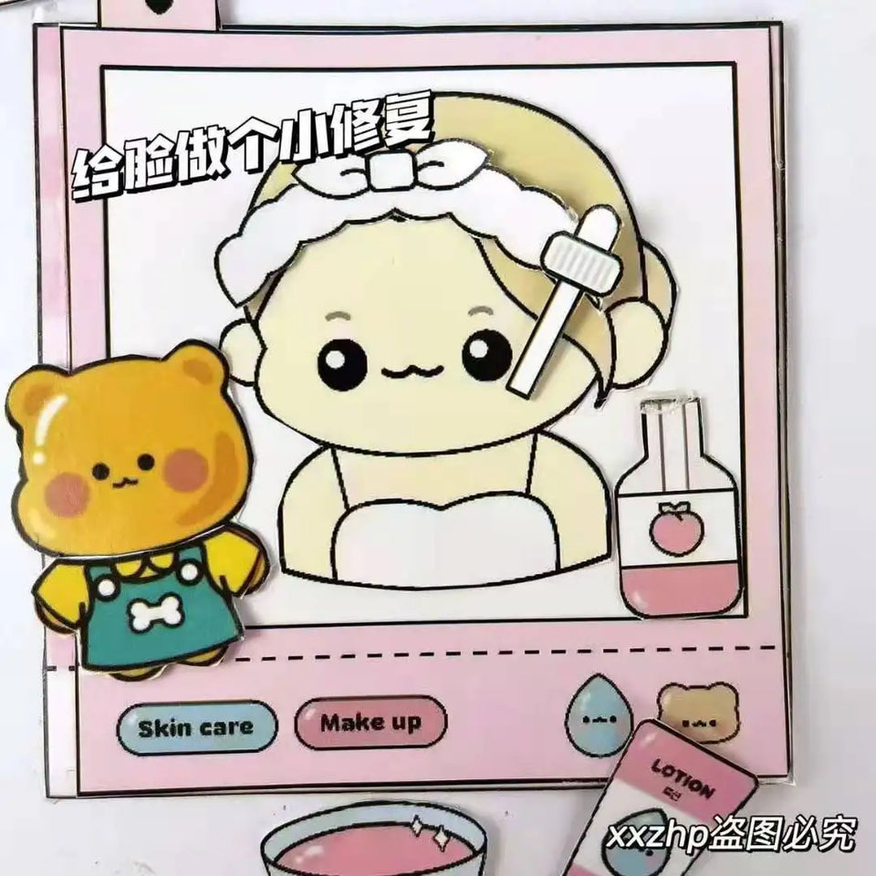 Children's Stress Relief Toys Beauty Salon Simulation Quiet Book DIY Material Package Handmade Toys Early Education Puzzle Stres