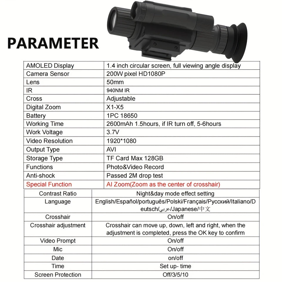 Tactical FAST Helmet NVG Night Vision Device, Hunting Riflescope IR Night Vision, Outdoor CS Shooting Training Sight Digital Cam