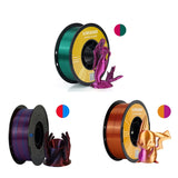KINGROON Dual-color Silk PLA Filament 1.75mm 2 Color Coextrusion Glossy 3D Printer Filament PLA, 3kg/pack 1kg each spool