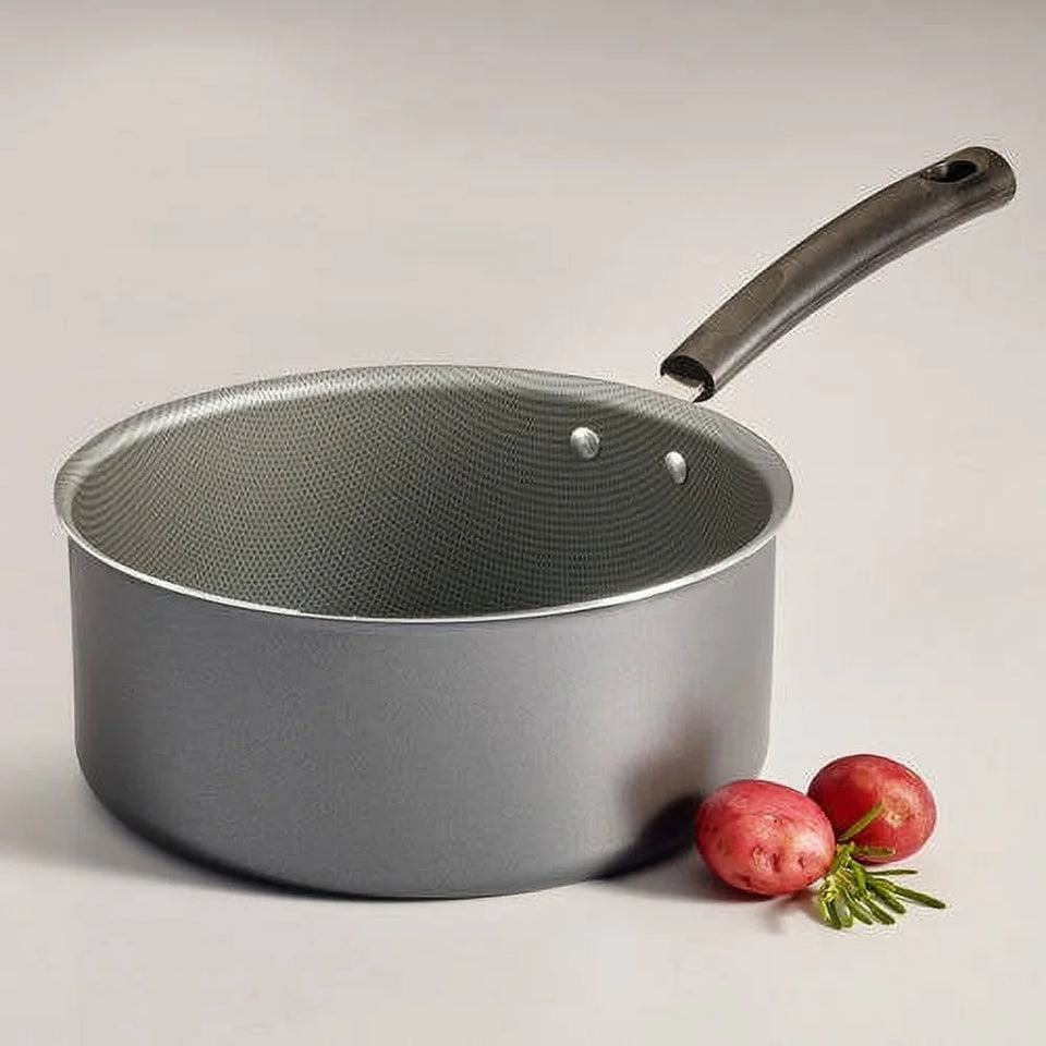 Nonstick Covered Sauce Pan 3 Quart Aluminum Dishwasher Safe Easy Cleanup Stay Cool Handle Tempered Glass Lid Kitchen Cookware