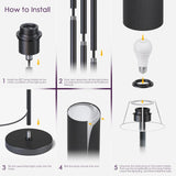Modern Floor Lamp Standing Tall Light with LEDs Bulb 3 Light Colors Foot Switch for Bedroom Living Room Study Room Office
