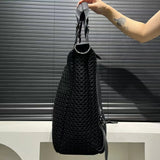 Ladies' fashionable retro mesh tote bag with large capacity and personalized splicing, single shoulder diagonal cross bag