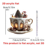 2D Acrylic Christmas Tree Pendant Ornaments Coffee Cup House Shape Decorative For Car Mirror Hanging 2025 Xmas Naviadad Party