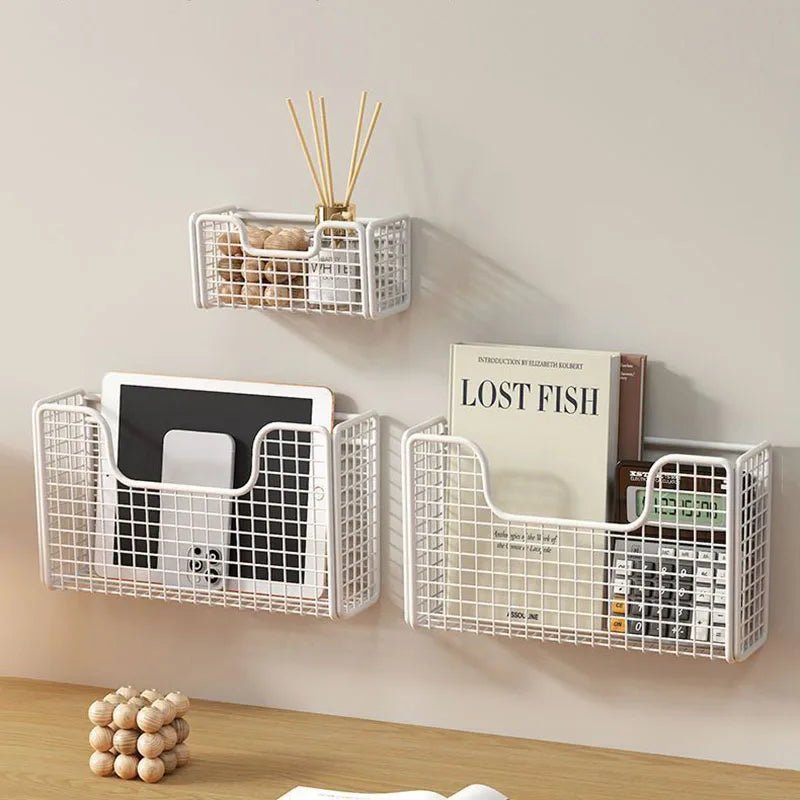 Storage box inside the kitchen cabinet door, storage bag on the hook behind the door, basket for the cabinet door