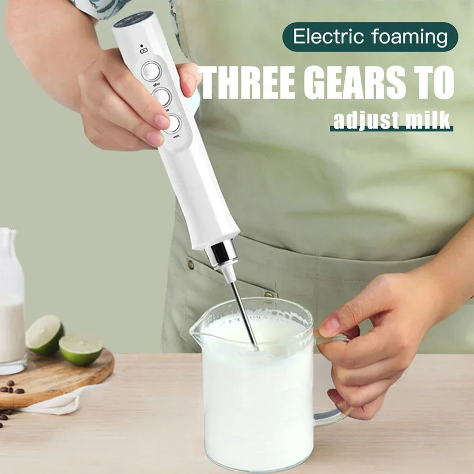 Handheld Electric Milk Frother USB Wireless Egg Beater Kitchen Mixer Coffee Whisk Blender Tool for Home Use