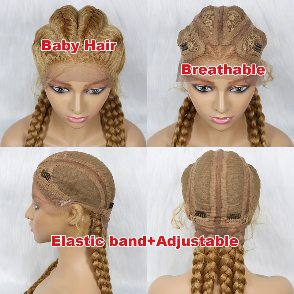 KIMA New Arrival 26 Inches Braided Wigs Synthetic Lace Front Hair Wig With Baby Hair for Black Women