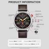 BORUSE Fashion Mens Sports Watches Luxury Men Business Wrist Watch Leather Quartz Watch Waterproof Luminous Male Clock With Box