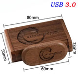 Wedding Gift Usb 3.0 Stick 64GB Custom logo Wooden Box Flash Drives 32GB Pendrive Free sample U Disk 16GB 8GB 4GB Memory Stick