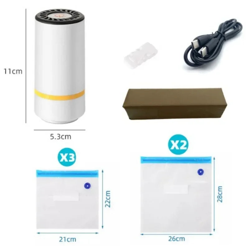 Electric Air Pump for Vacuum Bags Portable USB Mini Vacuum Sealer Rechargeable Food Vacuum Packaging Sealing Machine for Home