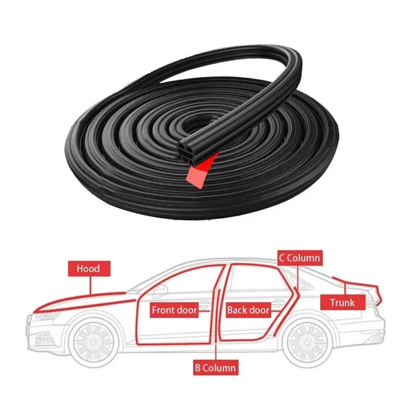 3-Layer Seal Strip Car Door Seal Strips Sound Insulation Weatherstrip Accessories Auto 2M Rubber Strips