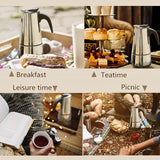 Coffee Maker Pot Moka Coffee Maker Stainless Steel 2/4/6/9 Cups Mocha Espresso Latte Stovetop Filter Coffee Pot for Kitchen