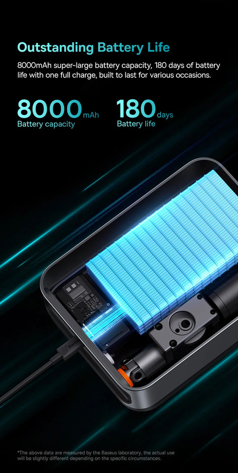 Baseus 2 In 1 Car Air Pump 8000mAh Power Bank Portable Air Compressor with LCD Digital Display Car Tire Inflator Pump