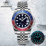 ADDIESDIVE Fashion GMT Watch for Men Super Luminous AD2050 Wristwatches Luxury Luminous 20Bar Diving Stainless Steel Man Watches