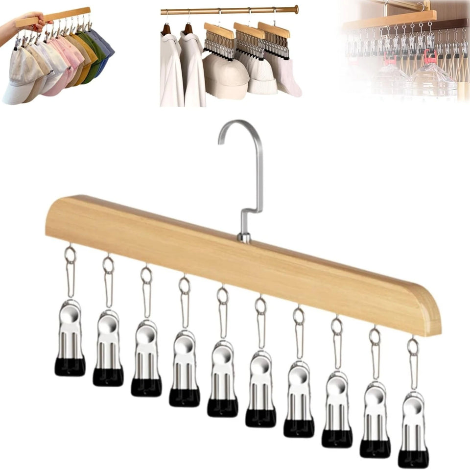 Closet Organizer with 10 Clips Hat Storage Rack Space Saving Hanging Clothes Organizer for Jeans Skirts Socks Pant Hangers