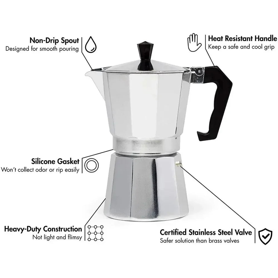 600ML Aluminum Mocha Coffee Pot Espresso Coffee Maker Percolator Tool Home Hand-brewed Octagonal Moka Pot Kitchen Utensils