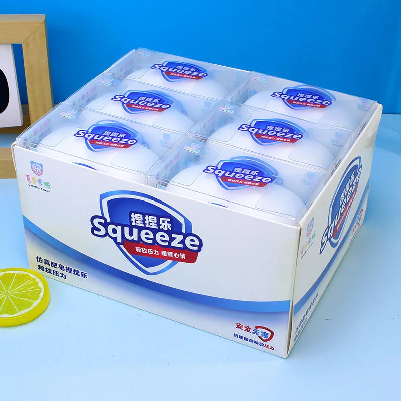 Soft White Soap Squishy Slime Toy Cube Stress Relief Decorative Home Room Square Slow Rebound Gift for Festivals