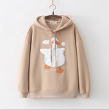 Harajuku Funny Women Hoodies 100% Cotton Winter Plus Fleece Cute Pink Anime Sweatshirt Teen Girl Kawaii Long Sleeve Y2K Hoodie