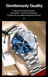 POEDAGAR Fashion Functional Man Wristwatch Luminous Week Date Business Watch For Men Stainless Steel Sports Men's Quartz Watches