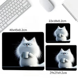 Kawaii Coffee Cat Mouse Pad Black Square Gaming Accessory Rubber Deskmats HD Non-Slip Computer Keyboard Mat New Laptop Mousepad