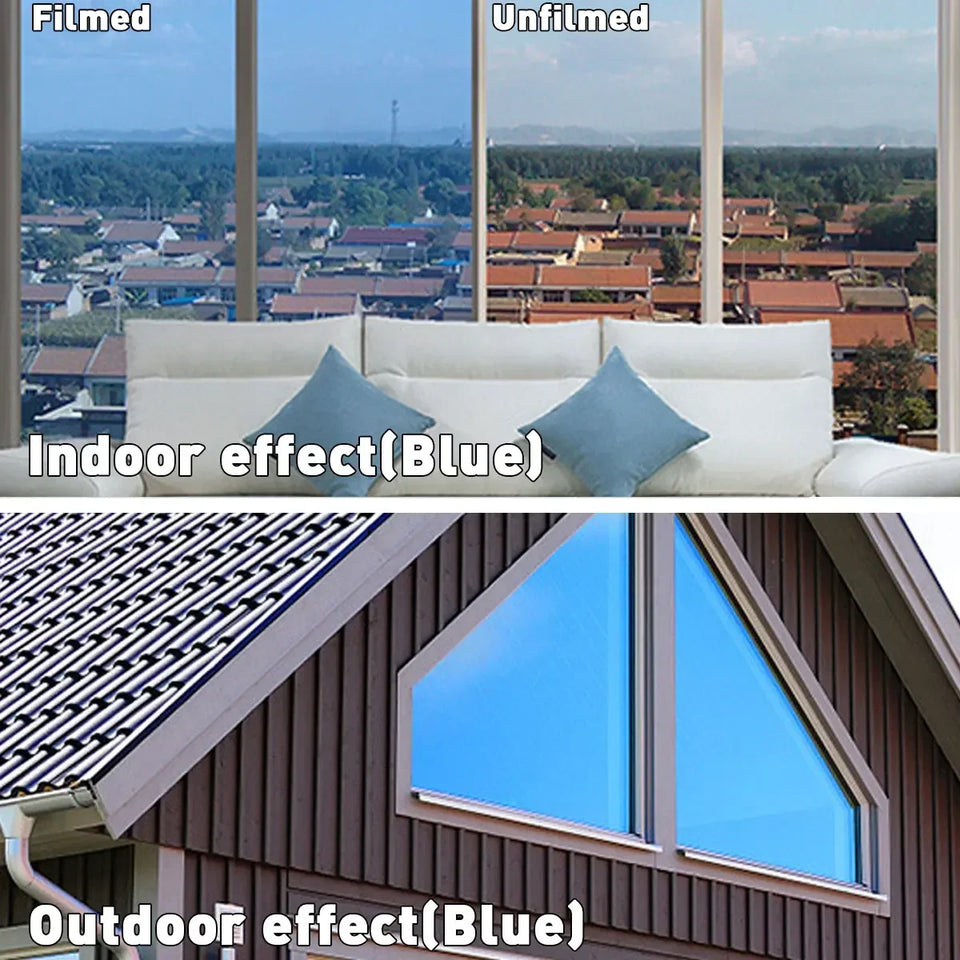 One Way Mirror Insulation Window Film PET Self-adhesive Reflective Solar Film Privacy Window Tint for Home Silver Glass Sticker