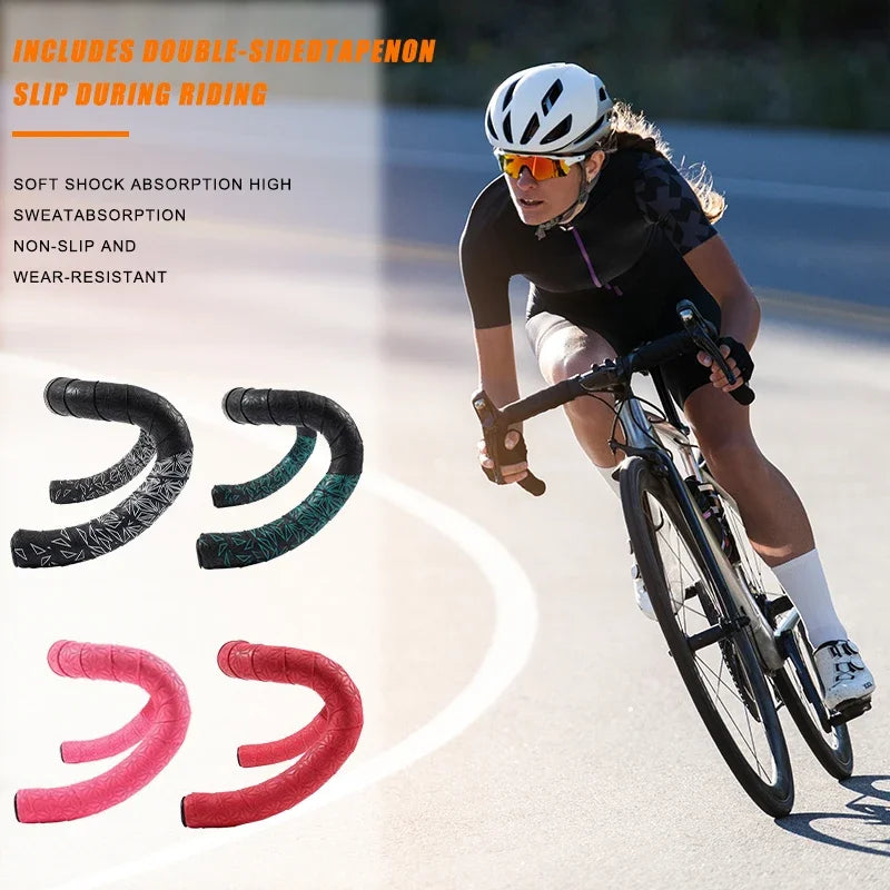 NPY FASHION Handlebar Tape Comfortable Anti-Slip PU Shock Absorbing Handlebar Wrap Tape with Handlebar Plug Cycling supplies