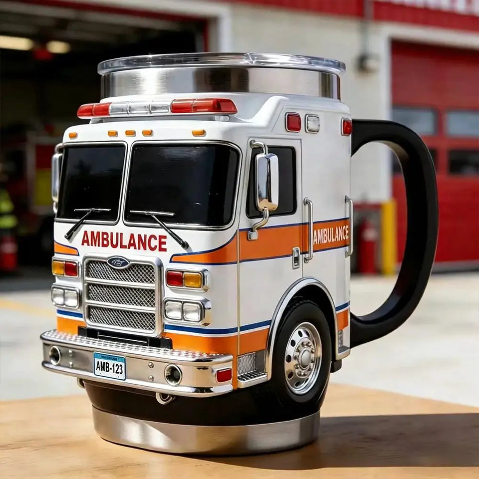 Fire Truck Model Stainless Steel Coffee Mug Rare Car Style Beer Milk Water Cup Home Party Table Decoration New Year Gifts