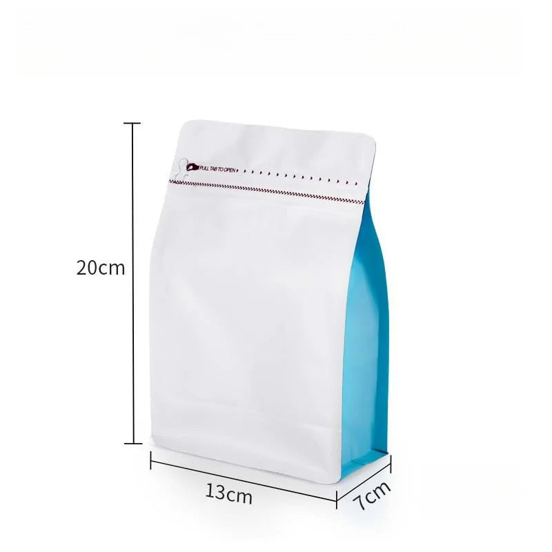 StoBag 50pcs 250g Coffee Beans Packaging Bag with Valve Aluminum Foil Heat Sealing for Powder Tea Nuts Storage Reusable Pouch