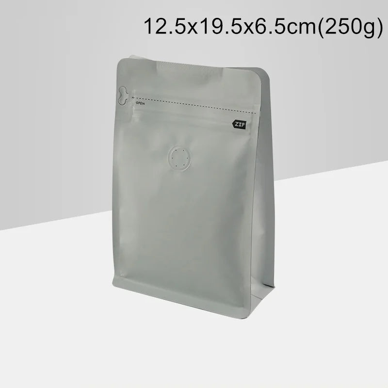 StoBag 20pcs 250g Color Matte Coffee Beans Bag Packaging with Valve Aluminum Sealed for Powder Nuts Storage Reusable Pouches