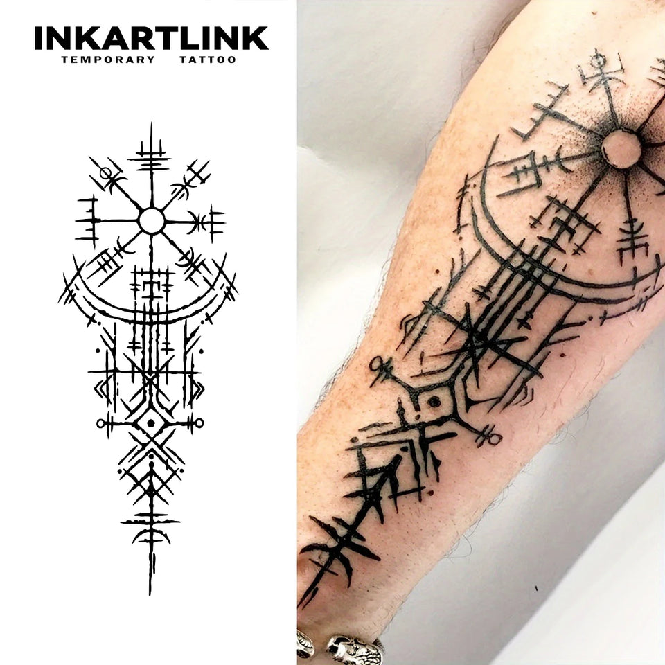 Ancient symbols Temporary Tattoo,Lasts To 15 Days New Technology Magic Waterproof Semi Permanent Sticker.