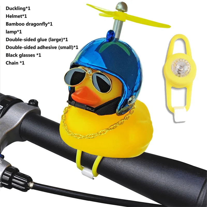 Bicycle Bell Black/Yellow Duck Cartoon Little Ducks Helmet Head Light Shining Duck Bicycle Bells Handlebar Bicycle Accessories