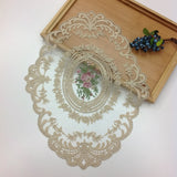 New Oval Lace Embroidery Table Place Mat Ins Christmas Pads Cloth Placemat Cup Coffee Tea Coaster Doily Kitchen Table Decoration
