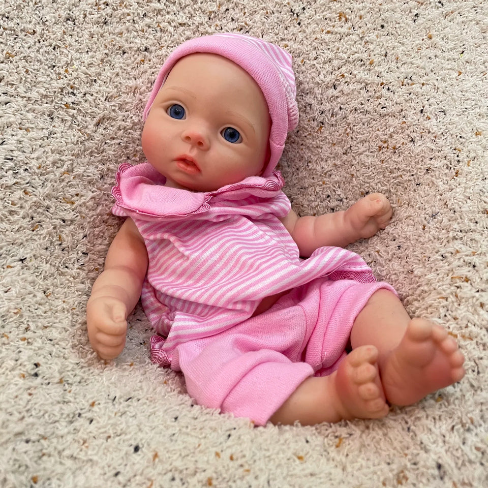AnjoDoll 10Inch Silicone Girls Whole Body Soft Solid Silicone Reborn Doll Handmade Painted Washable Play Dolls Toys For Gifts