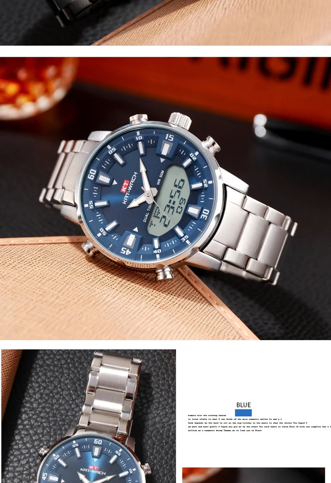 KAT-WACH Men Quartz Wrist Watch  2024 High Quality Luxury  Original Waterproof Digital Watches