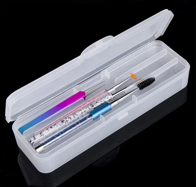 1Pc Rectangle Double-layer Nail Art Tool Empty Storage Box Tweezers Clippers Nail Brush Files Portable Plastic Container 22cm