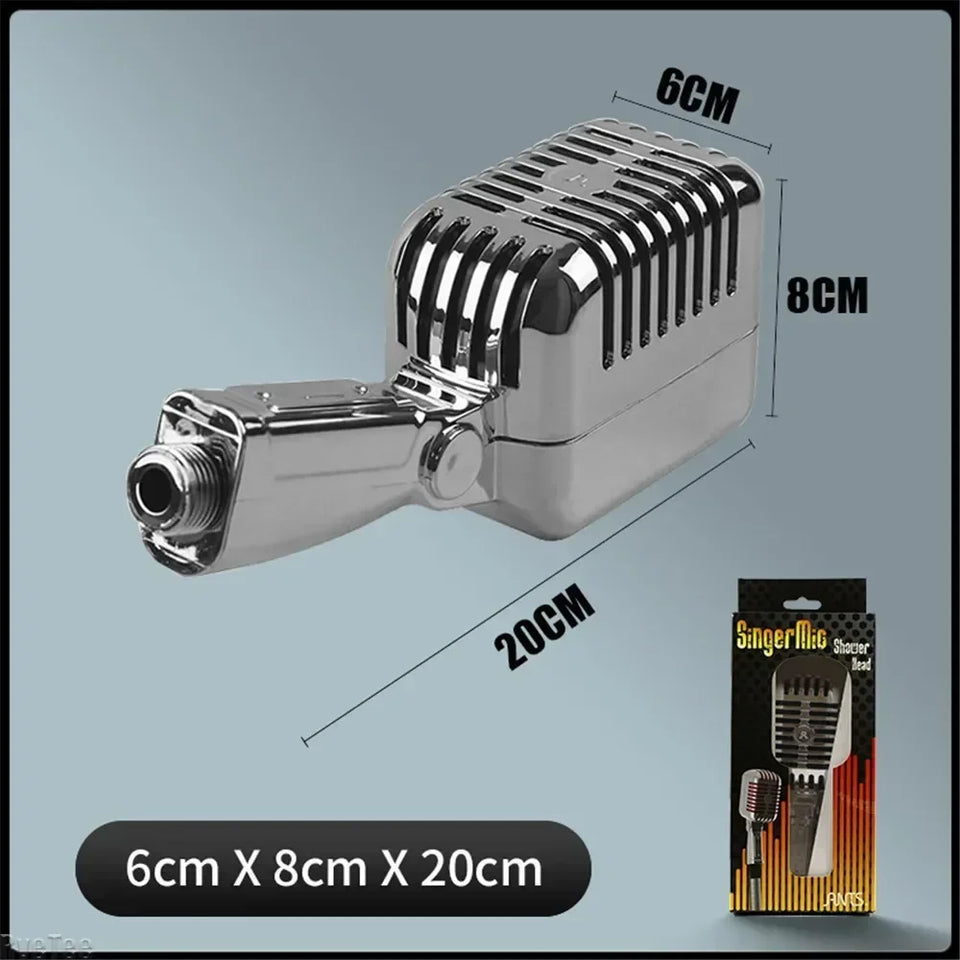 Durable Metal Microphone Shower Head Water Saving Efficient Flow Bathroom Faucet Replacement for Adults Gift