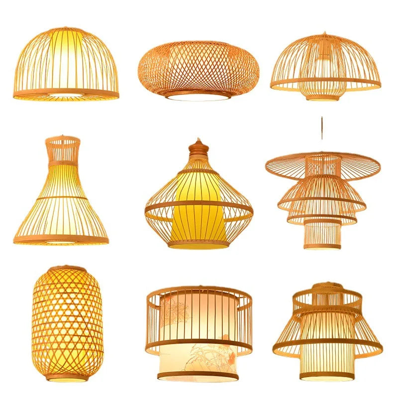 Bamboo Artwork Chandelier Lantern Tea Room Restaurant Restaurant Hot Pot Restaurant Japanese Style Retro Zen