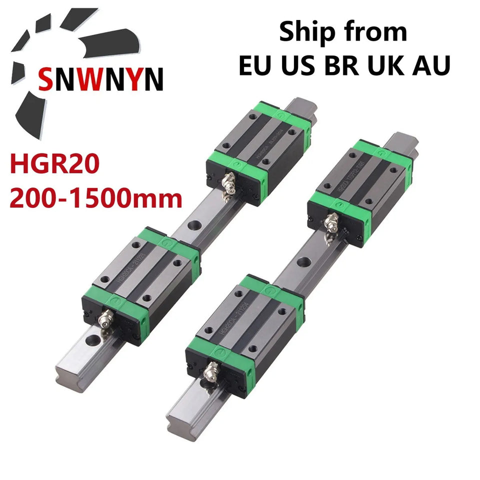 2pcs HGR20 Square Linear Guide Rail 300 400 500 800 1000 1500mm + 4pcs HGH20CA Bearing Slide Block Carriages For CNC 3D Printer