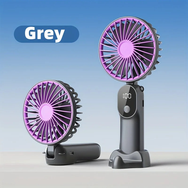 XIAOTREE Mini Portable USB Fan with 6 Speeds and Digital Display Foldable 3-in-1 Handheld Neck and Desktop Fan for Trave Outdoor